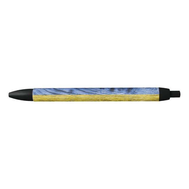 Ukraine flag yellow blue wood texture pattern black ink pen (Front)