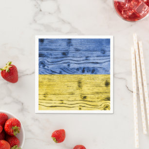 Ukraine flag yellow blue wood texture pattern napkin