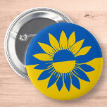 Ukraine Flag Yellow Sunflower Outline 2 Inch Round Button<br><div class="desc">Design is blue and yellow,  Ukraine flag with the country's national flower,  the sunflower. A symbol of hope and prayer for peace.</div>