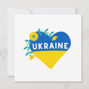 Ukraine Flower Heart Square Flat Card