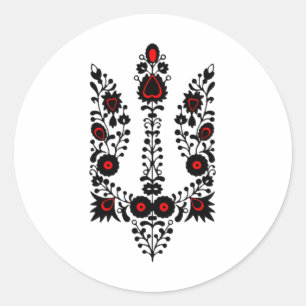 Ukraine Flowers Coat Of Arms Black Red Ukrainian S Classic Round Sticker