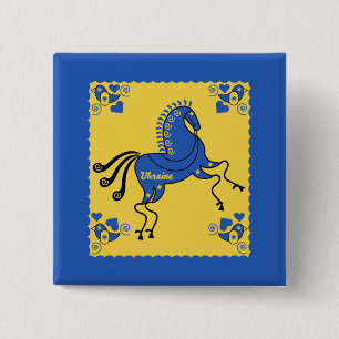 Ukraine Folk Art 2 Inch Square Button