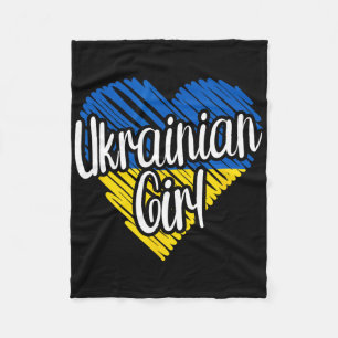 Ukraine For Girl Ukrainian Heart Flag For Women Uk Fleece Blanket