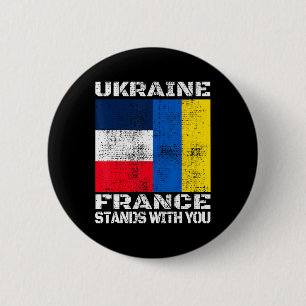 Ukraine France Stands With You French Support Flag 2 Inch Round Button