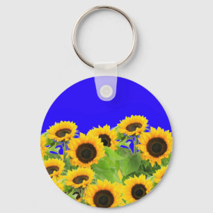 Ukraine Freedom Peace - Ukrainian Flag Sunflowers  Keychain