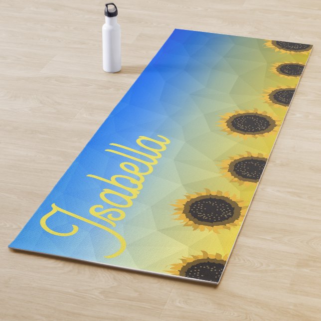 Ukraine geometry mesh pattern Flowers Custom name Yoga Mat (In Situ)