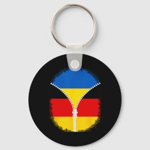 Ukraine Germany Flag Ukrainian German Zipper  Keychain
