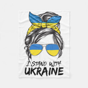 Ukraine Girl Ukrainian Girl Flag Messy Bun Ukraine Fleece Blanket