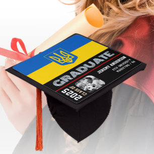 Ukraine Graduation Hat, Photo, Ukrainian Flag Cap Topper