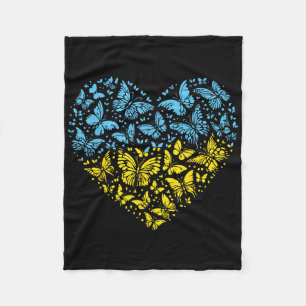 Ukraine Heart Butterflies Ukrainian Women Girls Ki Fleece Blanket