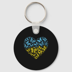 Ukraine Heart Butterflies Ukrainian Women Girls Ki Keychain