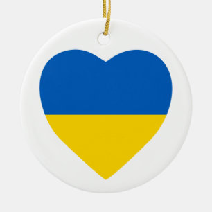 Ukraine Heart Ceramic Ornament