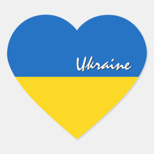 Ukraine Heart Sticker, Patriotic Ukrainian Flag Sticker