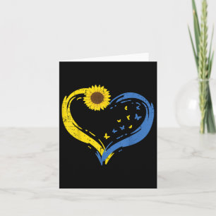 Ukraine Heart Sunflower Butterfly Ukrainian Girls  Card