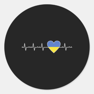 Ukraine Heartbeat Flag Support Ukrainian Pride Classic Round Sticker