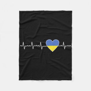 Ukraine Heartbeat Flag Support Ukrainian Pride  Fleece Blanket