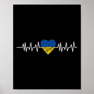Ukraine Heartbeat Pulse Ukraine Flag I Love Ukrain Poster