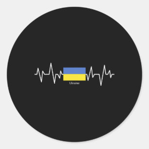 Ukraine Heartbeat Ukrainian Flag Ukrainian Pride Classic Round Sticker