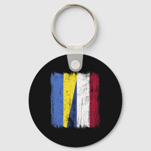 Ukraine Holland Half Flag Ukrainian Dutch Heritage Keychain