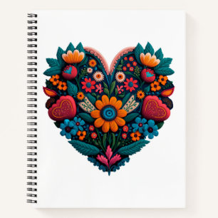 Ukraine-Inspired Heart of Flowers Notebook