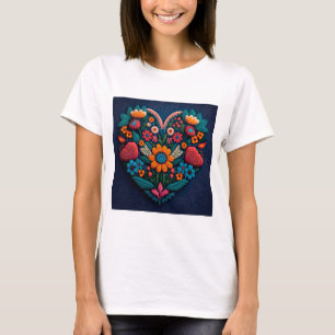 Ukraine-Inspired Heart of Flowers T-Shirt