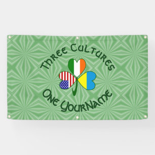 Ukraine Ireland USA Shamrock Flag Personalized Banner