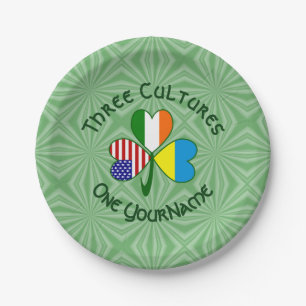 Ukraine Ireland USA Shamrock Flag Personalized Paper Plate
