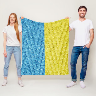 Ukraine knitted flag fleece blanket