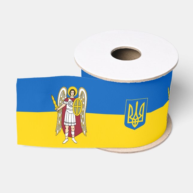 Ukraine & Kyiv City Coat of Arms, Ukrainian Flag Grosgrain Ribbon (Spool)