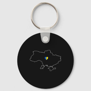 Ukraine Map With Heart In Yellow Blue Ukrainian Fo Keychain