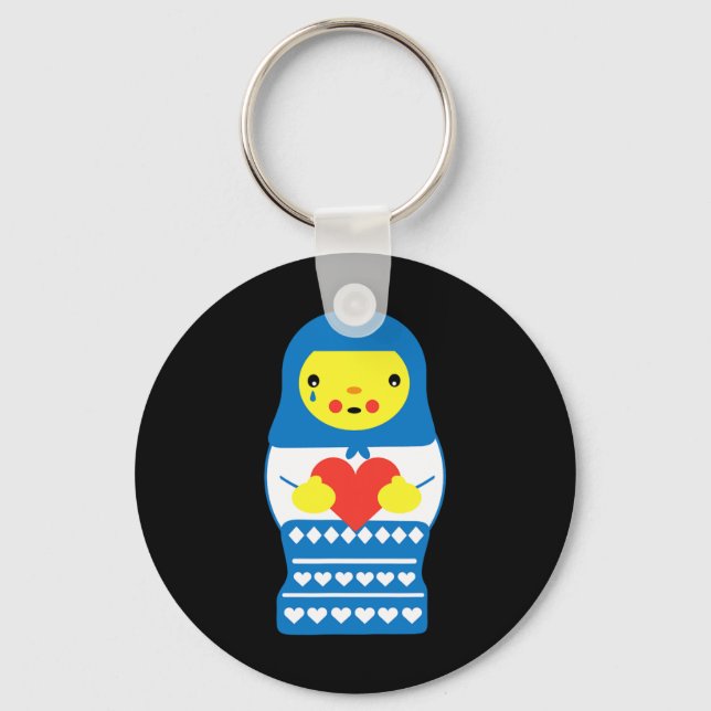 Ukraine Matryoshka Doll Cries  Keychain (Front)