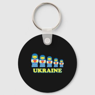 Ukraine Matryoshka Nesting Dolls Hold Hearts Keychain