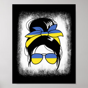 Ukraine Messy Bun Ukrainian Woman Gift Women's Ukr Poster