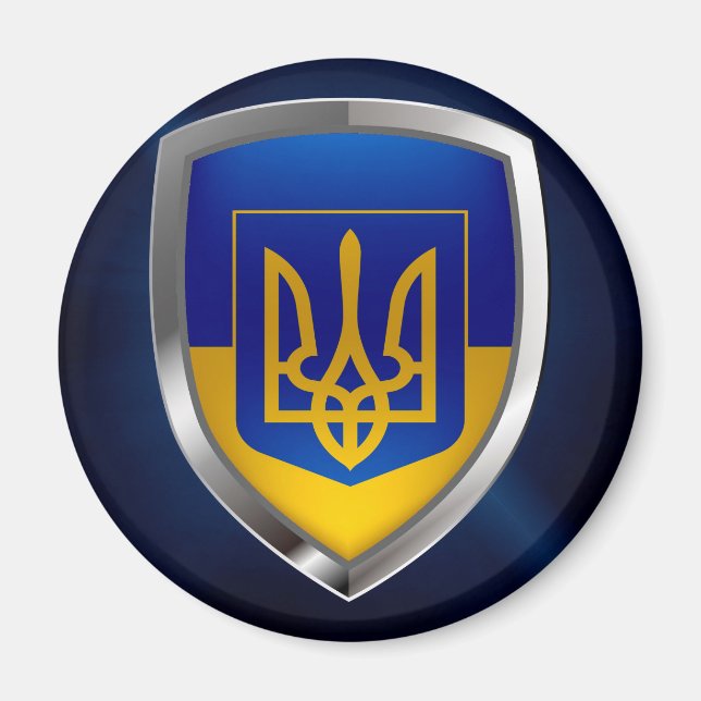 Ukraine Metallic Emblem Magnet (Front)
