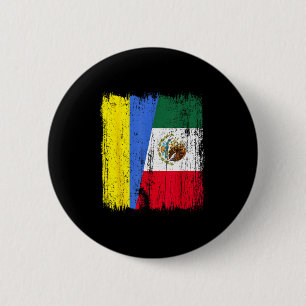 Ukraine Mexico Half Flag Ukrainian Mexican Heritag 2 Inch Round Button