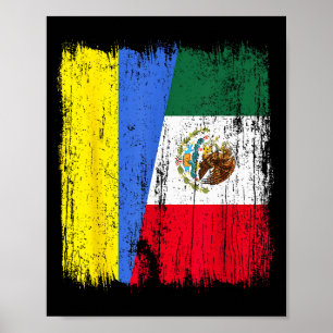 Ukraine Mexico Half Flag Ukrainian Mexican Heritag Poster