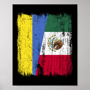 Ukraine Mexico Half Flag Ukrainian Mexican Heritag Poster