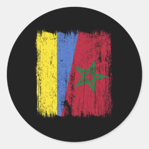 Ukraine Morocco Half Flag Ukrainian Moroccan Herit Classic Round Sticker