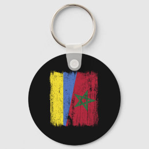 Ukraine Morocco Half Flag Ukrainian Moroccan Herit Keychain