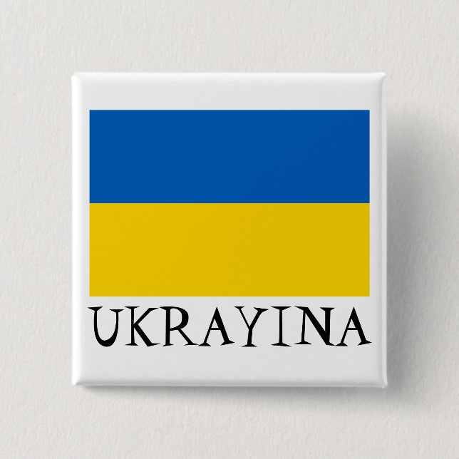 Ukraine National Flag 2 Inch Square Button (Front)
