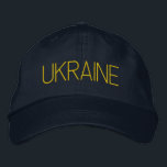 UKRAINE Navy Blue and Thin Yellow Embroidered Hat<br><div class="desc">UKRAINE Navy Blue and Thin Yellow Embroidered Hat to show your support for Ukraine!</div>