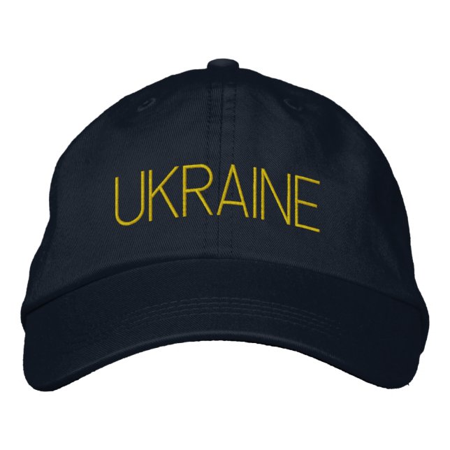 UKRAINE Navy Blue and Thin Yellow Embroidered Hat (Front)
