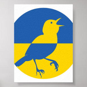 Ukraine Nightingale Ukrainian National Animal Flag Poster