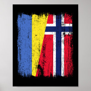 Ukraine Norway Half Flag Ukrainian Norwegian Ances Poster