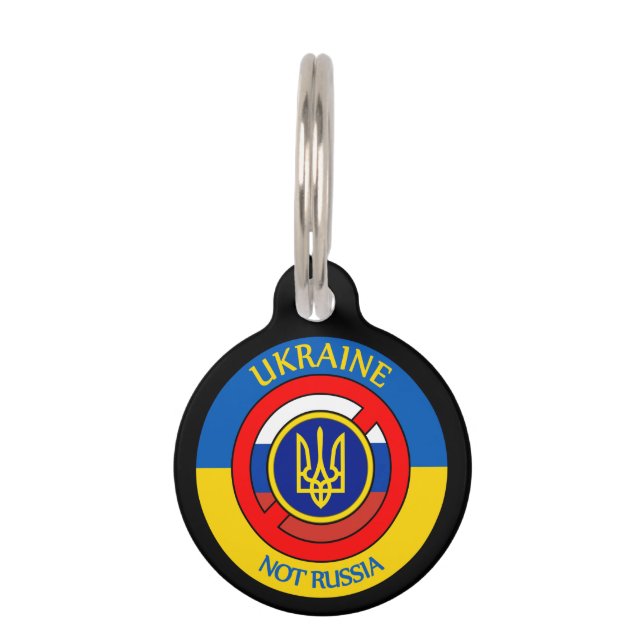 Ukraine - Not Russia Button Pet ID Tag (Front)