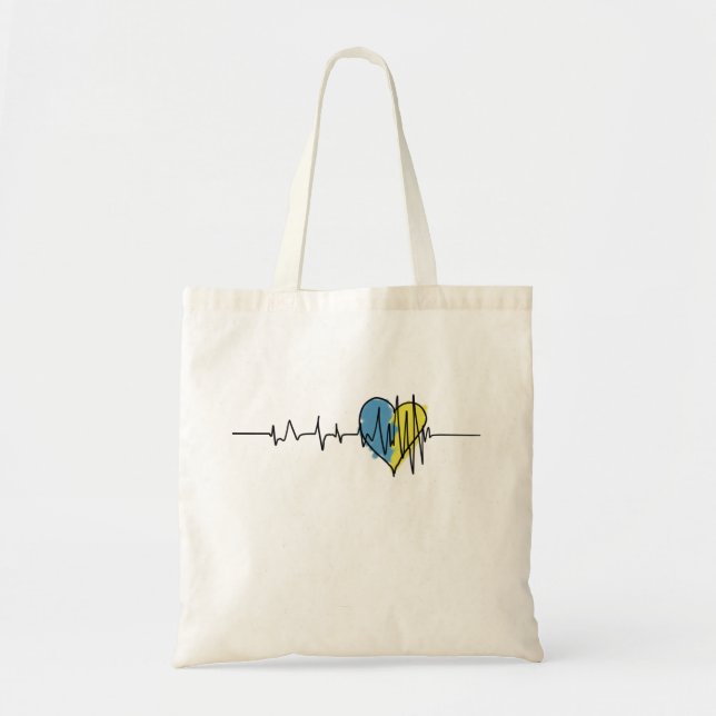 Ukraine Patriotic heart palpitation on wight Tote Bag (Front)
