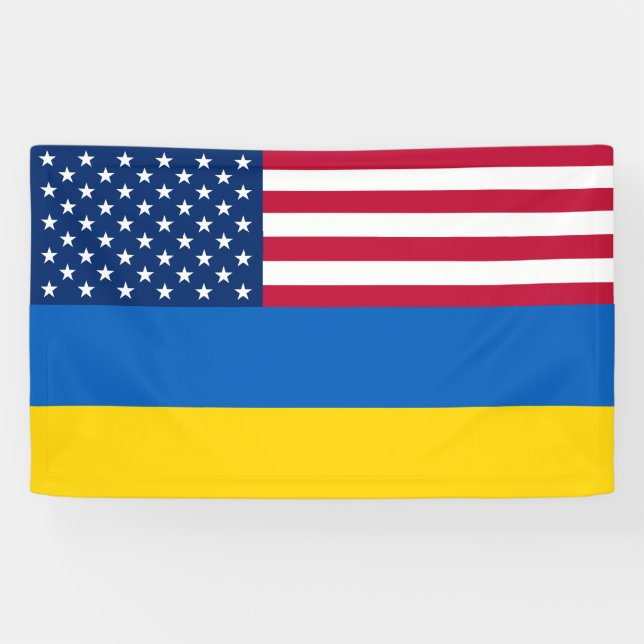 Ukraine Patriotic USA American Flag Solidarity Banner (Horizontal)