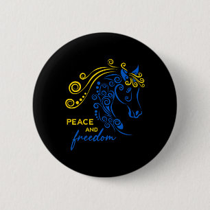 Ukraine Peace And Freedom Ukrainian Horse Flag Blu 2 Inch Round Button