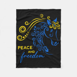 Ukraine Peace And Freedom Ukrainian Horse Flag Blu Fleece Blanket