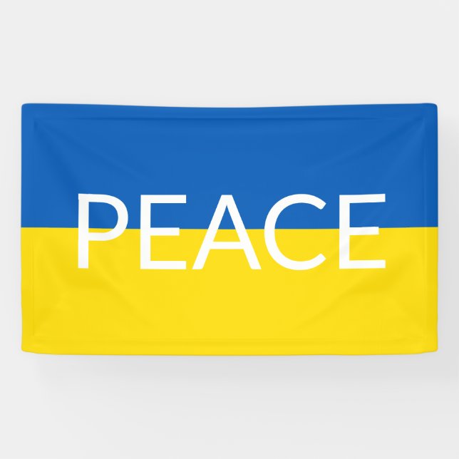 Ukraine peace blue yellow custom text flag banner (Horizontal)